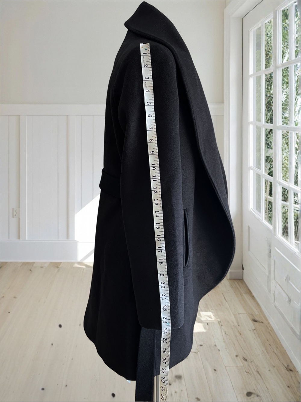 Vintage FLEURETTE Women's Black Wool Cashmere Shawl Collar Wrap Belted Coat Sz 6 - Picture 9 of 17